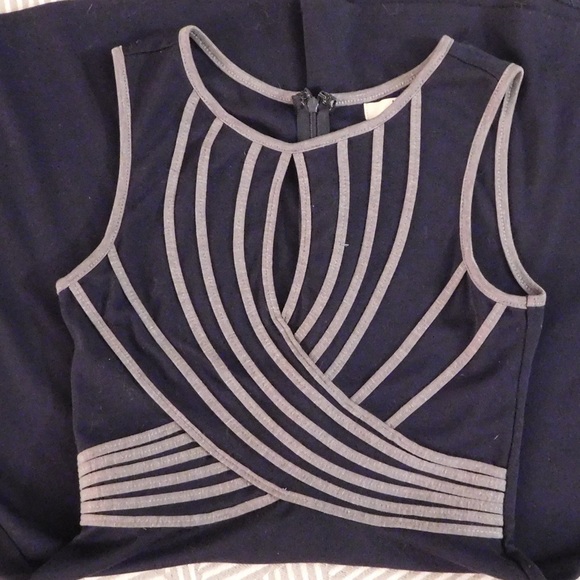Modcloth navy a-line dress keyhole neck