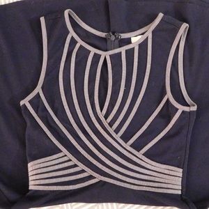 Modcloth navy a-line dress keyhole neck