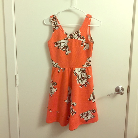 Coral pink floral dress