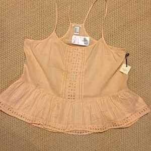 Beautiful top eyelet lace peach color size large