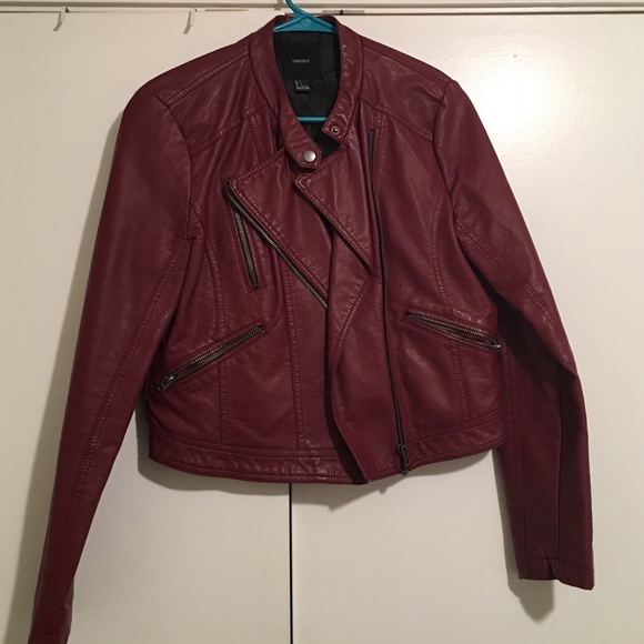 Burgundy Forever 21 Leather Moto jacket