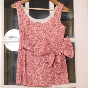 Ann Taylor red patterned blouse with big bow
