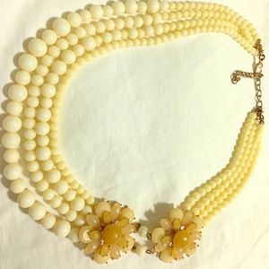 Cream 3 layer flower statement necklace