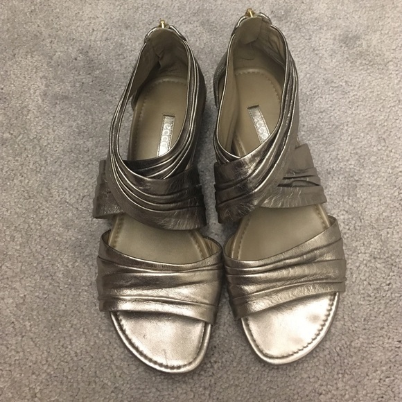 Ecco walking sandal in gold/pewter color