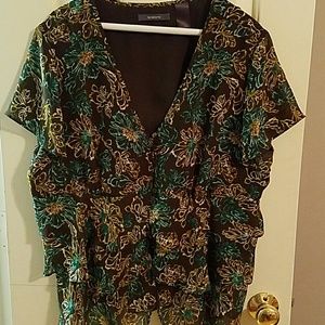 Brown flower print shirt