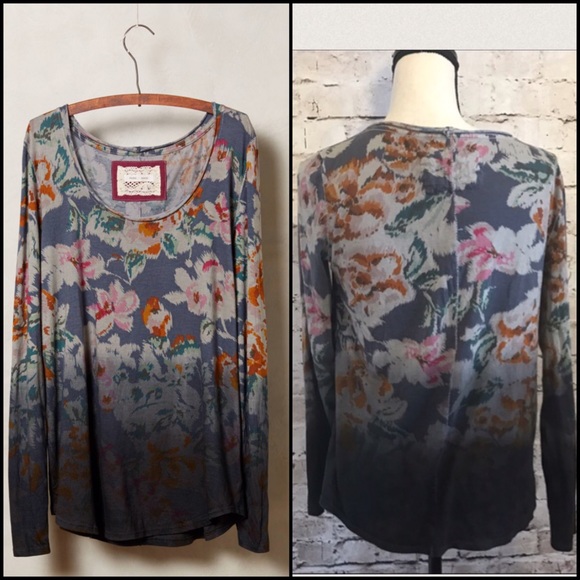 Anthropologie Tops - Anthro Pure + Good "Myder Top" Ombré Floral Shirt