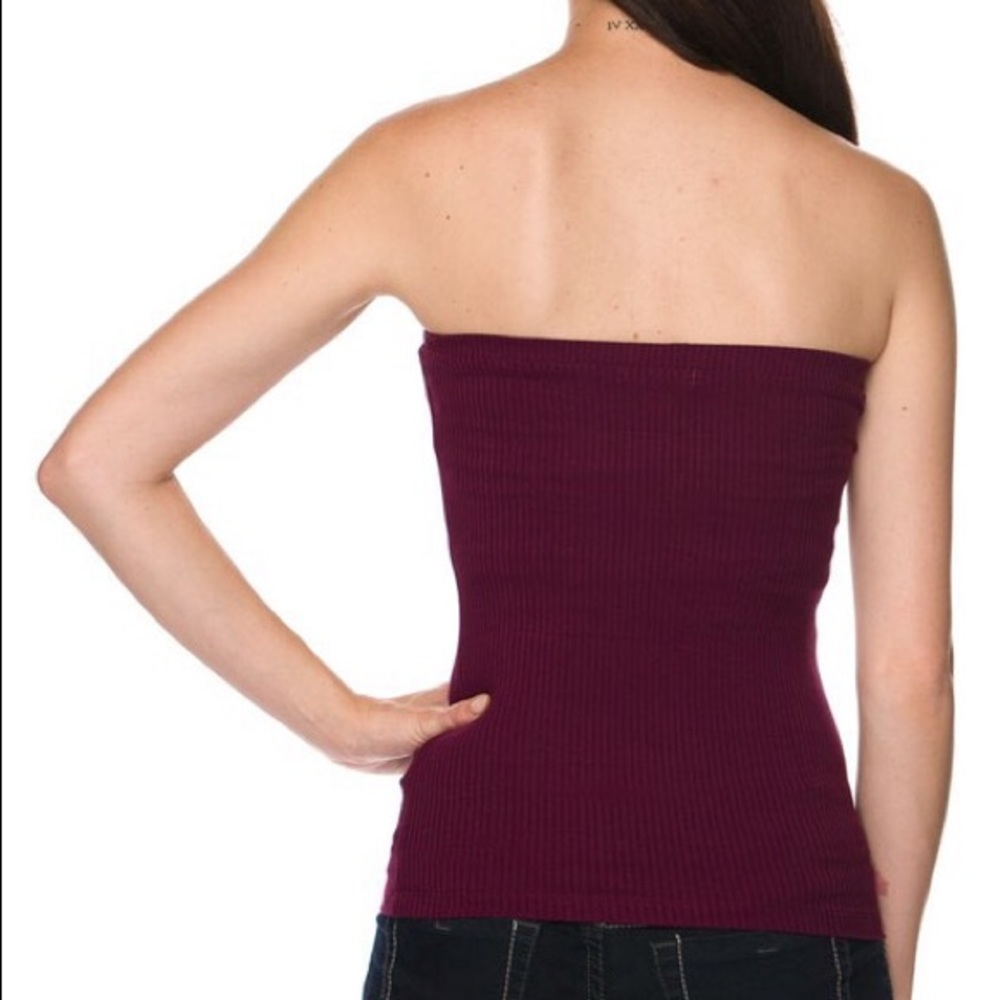 NEW Maroon Ribbed Tube Shirt - Picture 2 of 6
