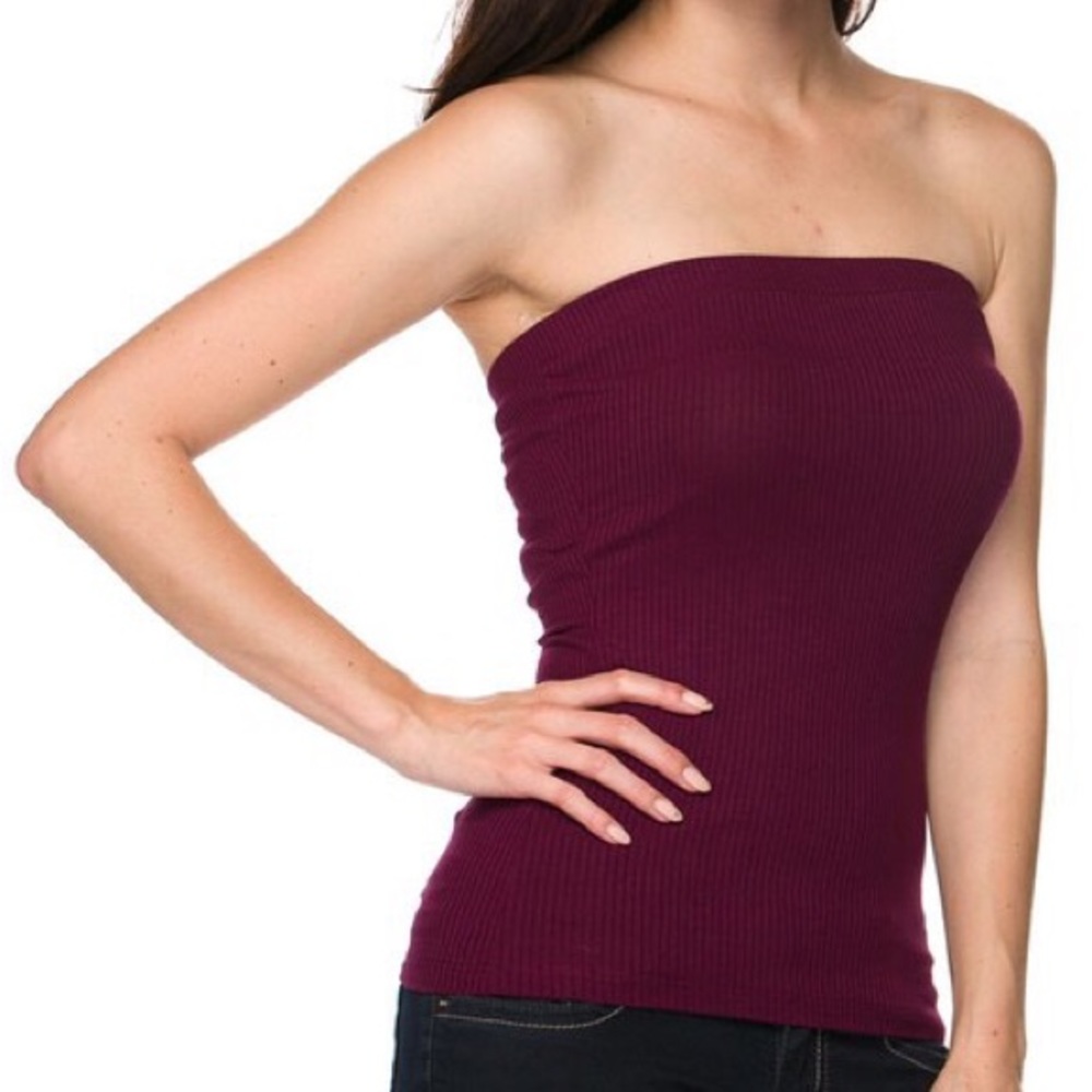 NEW Maroon Ribbed Tube Shirt - Picture 3 of 6