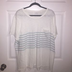 White & light blue striped shirt