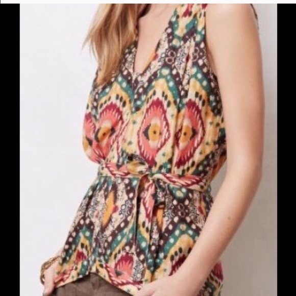 Anthropologie ikat blouse
