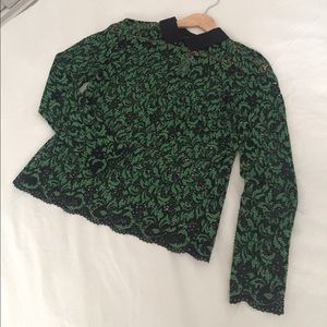Zara Green & Black Lace Blouse