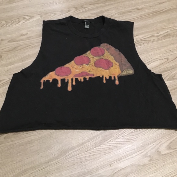 F21 pizza graphic crop top