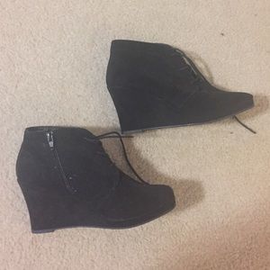 Black Wedge Booties- never worn