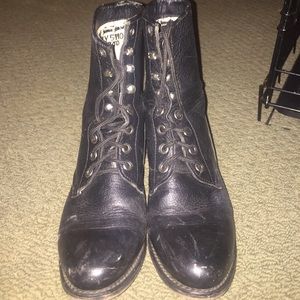 Black lace up combat boots