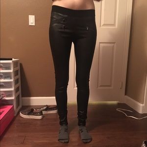 Faux leather leggings.