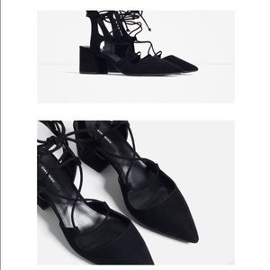Zara lace up pointed high heel shoes