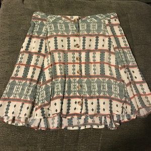 Buttoned Aztec Print Skirt