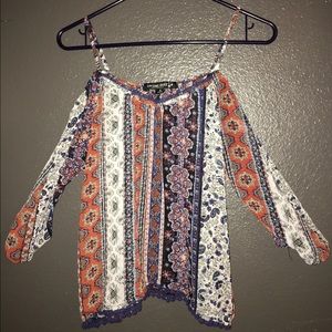 Boho print shoulderless top