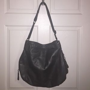 Metallic studded large shoulder bag