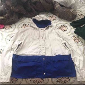 Women's J. Crew Color Block Jacket Khaki Blue XL