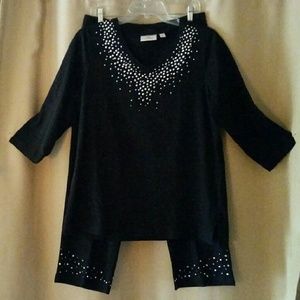 Quacker Factory Embellished Tunic and Crop Pants