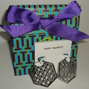 Authentic Tory Burch Perforated Hooper Earrings