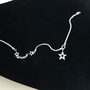 14K White Gold Star Bracelet