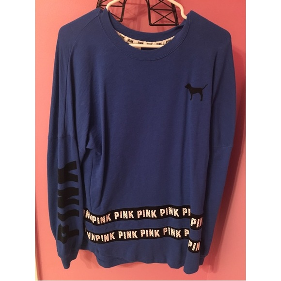 Victoria Secret VS Pink Blue Varsity Crew