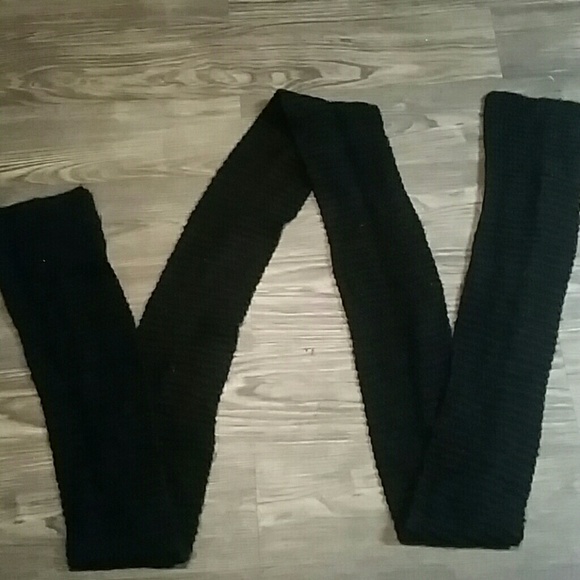 Extra extra long black hand-knit scarf