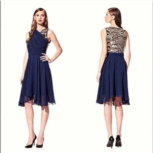 3.1 Phillip Lim navy gold sequin chiffon dress