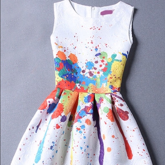 Colour Sleeveless Random Print Jacquard Dress
