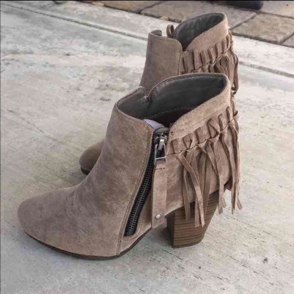 Beige fringe ankle boots bootie - Picture 4 of 4