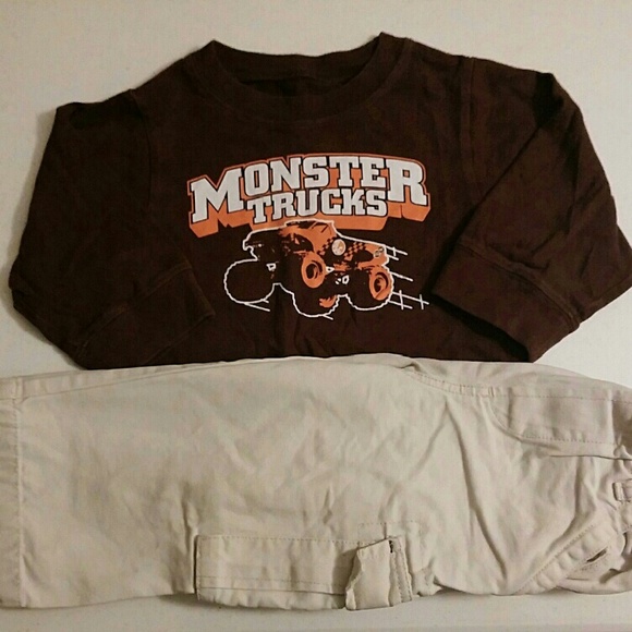 ~Boy's 18M Monster Truck L/S Tee & Beige Cargos~ - Picture 1 of 1