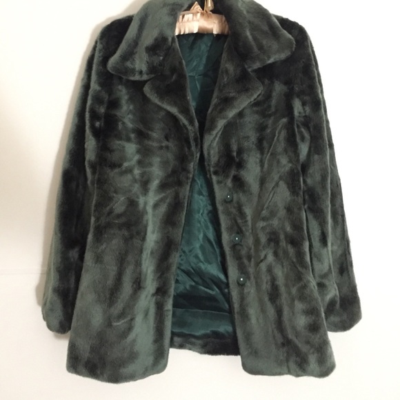 Emerald green fur coat