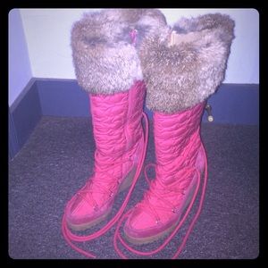 Coach Hot Pink boots with fur c: