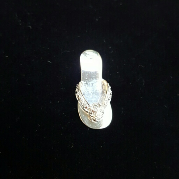 14K White Gold Slipper Pendant