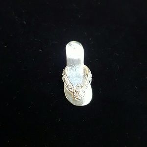 14K White Gold Slipper Pendant