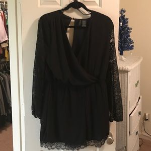 Black Lace Romper with Open Back.