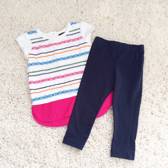 Cynthia Rowley Matching Sets Baby Girl Top Pants Set Navy Blue