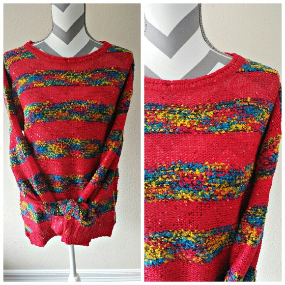 1 left! Red multi sweater with small sequins - Picture 3 of 3