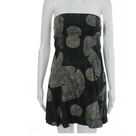 FREE PEOPLE DARK GRAY IVORY strapless DRESS SZ 4 - Picture 1 of 4
