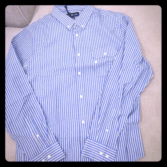 Men's Five Four blue and white button down shirt