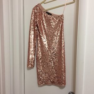 BCBGMaxAzaria One Shoulder Sequin Cocktail Dress