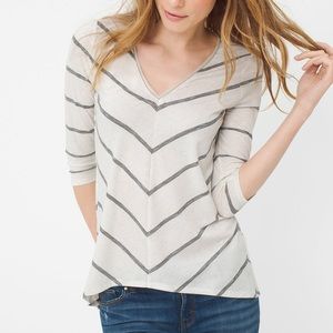 White House Black Market Chevron Stripe Vneck