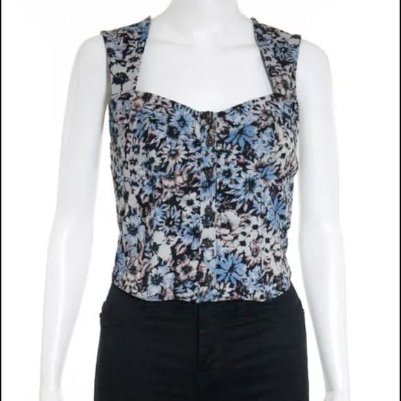 FREE PEOPLE NEW ROMANTICS FLORAL PRINT CROP  SZ S - Picture 1 of 4