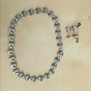 Leaf necklace and earrings