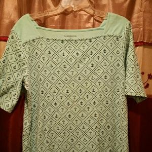 Mint colored top with anchors