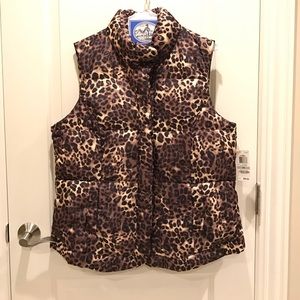 NWT Charter Club Cheetah Puffer Vest