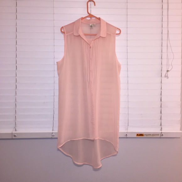 Long flowy sheer peach sleeves top