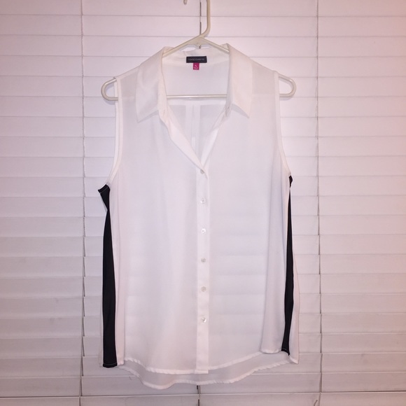 Vince Camuto white sheer sleeveless top